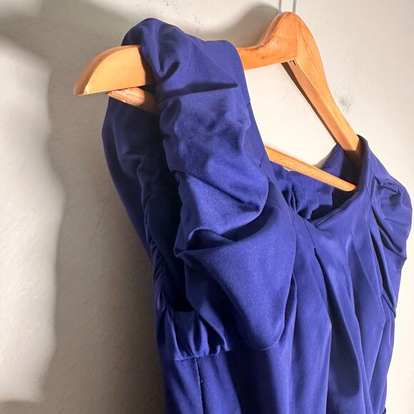 Diane Von Furstenberg Blue Jamila Ruched Dress Womens Size 0 Cap Sleeve DVF - Picture 6 of 16